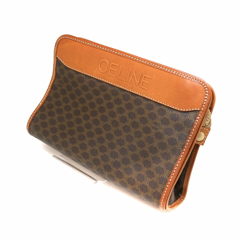 Celine Macadam Leather Travel Pouch Brown
